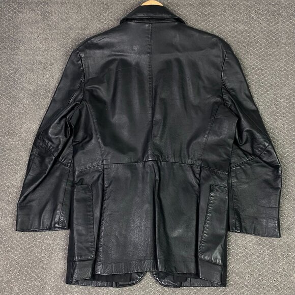 Vintage Famous Leather Blazer Jacket Men's 36S Black 70s 80s 36 Short Small - Picture 4 of 13